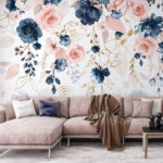 Wall murals Floral elegance with soft pastels.