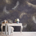 Wall murals White feather on a gray background