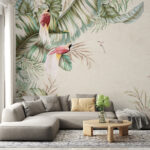 Wall murals Exotic birds amidst lush foliage.