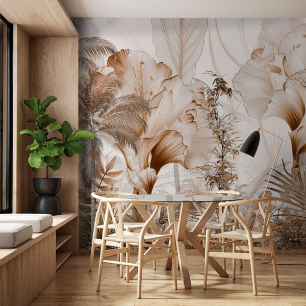 Tropical foliage in sepia tones Wall murals Tropical foliage in sepia tones