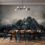 Wall murals Misty peaks shrouded in clouds.