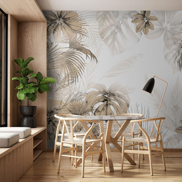 Tropical leaves on white background Wall murals Tropical leaves on white background