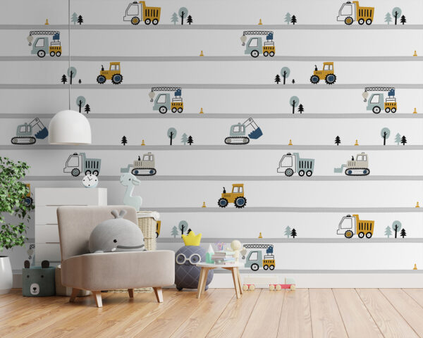 Wall murals Yellow tractor with black wheels (SKU: u96465)