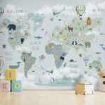 Wall murals Hot air balloon with flags