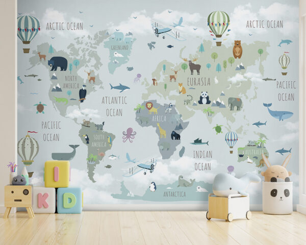 Hot air balloon with flags Wall murals Hot air balloon with flags