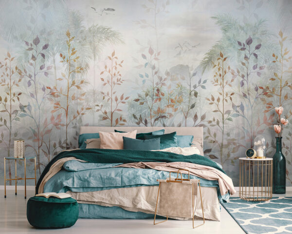 Nature's pastel dreamscape in mist Wall murals Nature's pastel dreamscape in mist