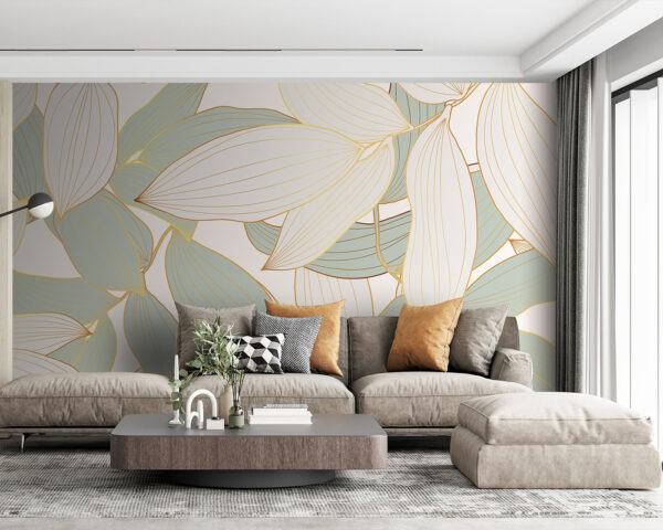 Pastel leaves create an elegant pattern Wall murals Pastel leaves create an elegant pattern