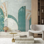 Wall murals Abstract arch with floral accents.