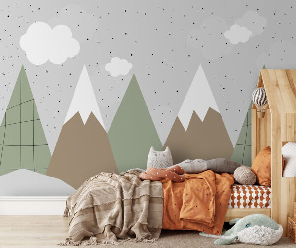 Cartoon of a man walking on a mountain Wall murals Cartoon of a man walking on a mountain