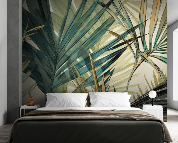 Abstract tropical leaves pattern design Wall murals Abstract tropical leaves pattern design