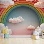 Wall murals Colorful balloons and fluffy clouds.