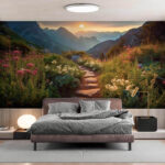 Wall murals Mountain trail at sunrise, serene beauty.