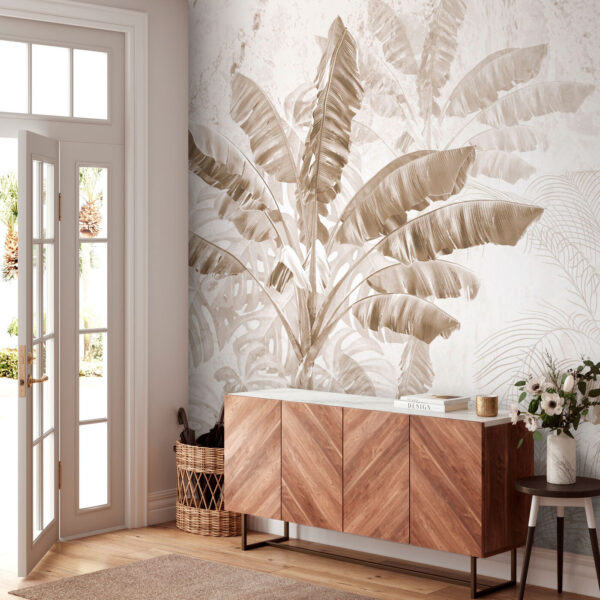 Tropical leaves in sepia tone Wall murals Tropical leaves in sepia tone