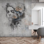 Wall murals Woman's face with flowers