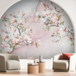 Wall murals Delicate blossoms on branches.