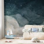 Wall murals Clouds and stars in the sky