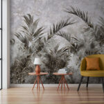 Wall murals Tropical leaves against textured background.