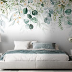 Wall murals Delicate florals with soft green leaves.