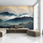 Wall murals Mountain range with clouds