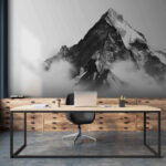 Wall murals Mountain with snow and clouds