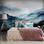Wall murals Painting of mountains with fog