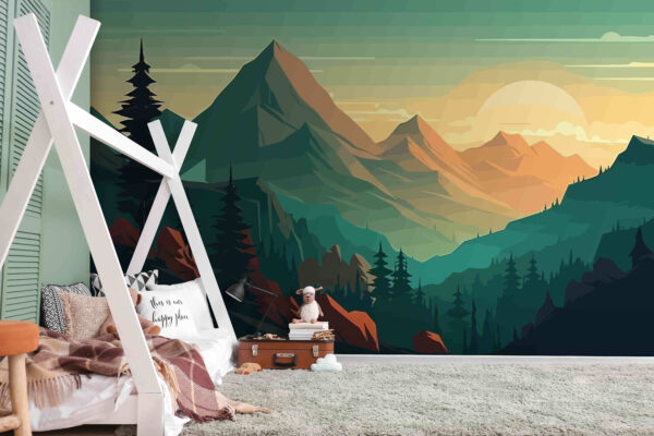 Wall murals Landscape of mountains and trees Wall murals Landscape of mountains and trees