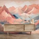 Wall murals Colorful mountain landscape painting.