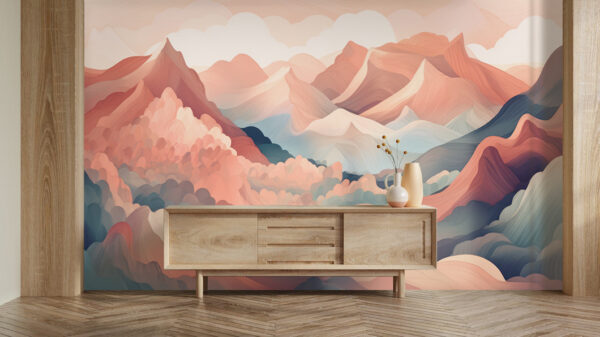 Colorful mountain landscape painting Wall murals Colorful mountain landscape painting