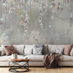 Wall murals Delicate vines and soft flowers entwined.