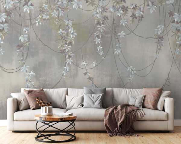 Delicate vines and soft flowers entwined Wall murals Delicate vines and soft flowers entwined