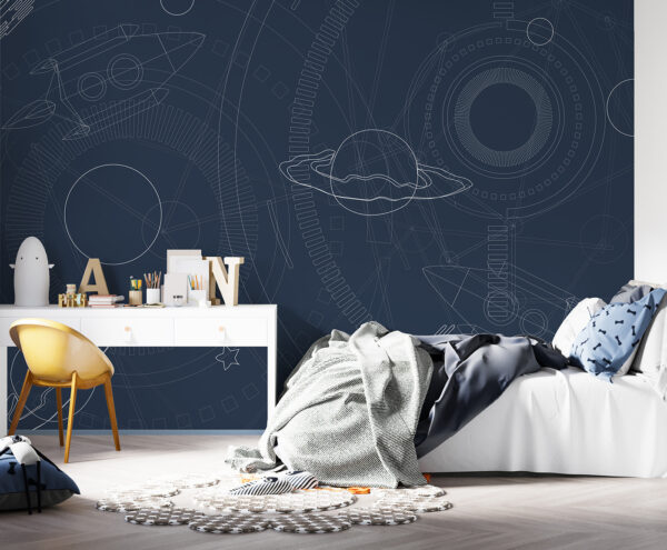 White circle on a blue background Wall murals White circle on a blue background