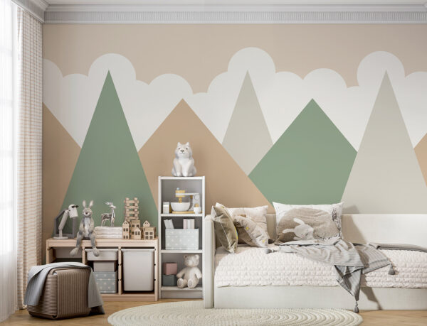 Colorful triangle shapes on a white background Wall murals Colorful triangle shapes on a white background