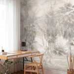Wall murals Tropical trees in misty landscape.