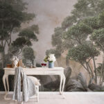 Wall murals Lush trees in tranquil scenery.