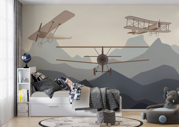 Two airplanes flying in the air Wall murals Two airplanes flying in the air
