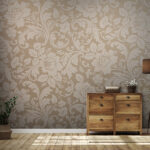Wall murals Floral pattern on beige background.