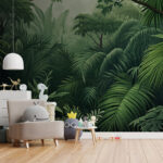 Wall murals Lush rainforest with dense foliage.