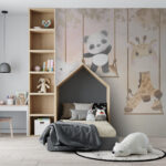 Wall murals Giraffe sitting on a rope swing