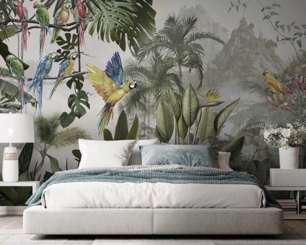 Wall murals Wall murals Colorful parrot flying in the air (SKU: u95693)