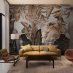 Wall murals Tropical leaves in earthy tones.