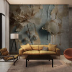 Wall murals Flowers with artistic paint drips.