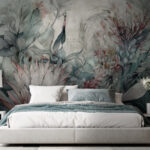 Wall murals Delicate floral illustration with subtle hues.