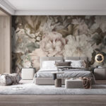 Wall murals Elegant floral design with butterfly.