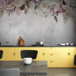 Wall murals Floral elegance on textured background.