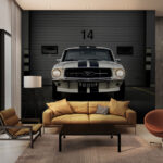 Wall murals Car parked in front of a garage