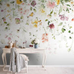 Wall murals Watercolor flowers with delicate elegance.