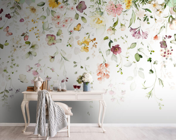 Watercolor flowers with delicate elegance Wall murals Watercolor flowers with delicate elegance