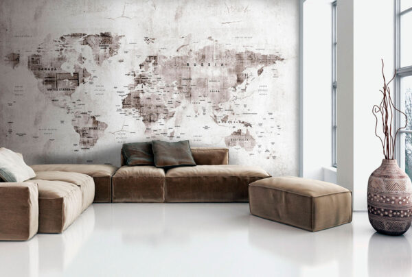 Wall murals Vintage world map with continents (SKU: u95433) Wall murals Wall murals Vintage world map with continents (SKU: u95433)