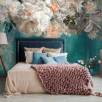 Wall murals Elegant floral painting on textured background.