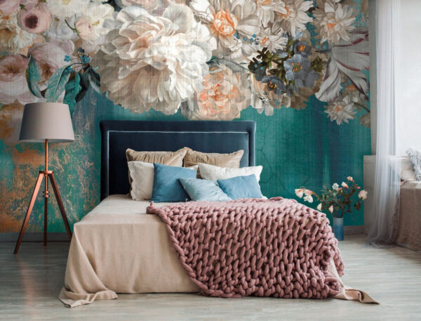 Wall murals Elegant floral painting on textured background (SKU: u95430) Wall murals Wall murals Elegant floral painting on textured background (SKU: u95430)